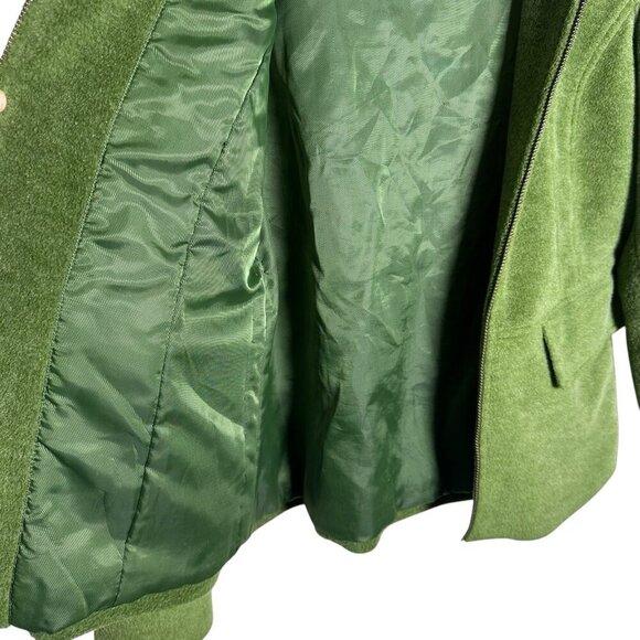 LL Bean Women’s Small Wool Blend Sage Green Hooded Zip Coat Jacket Lined Retro - Picture 9 of 11